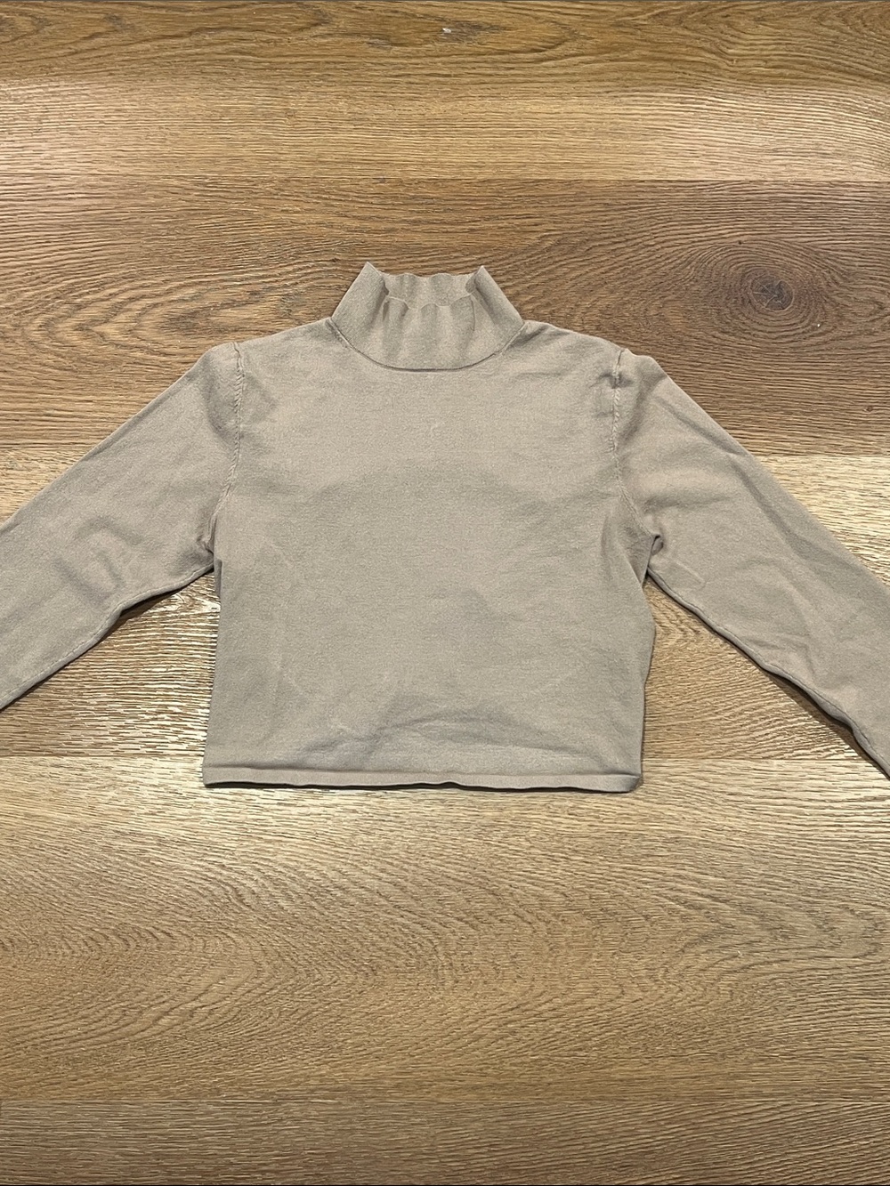 Neutral Crop Mock Neck Top - Beige